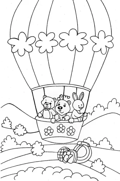 Rainbow Friends’ Hot Air Balloon Adventure Coloring Page