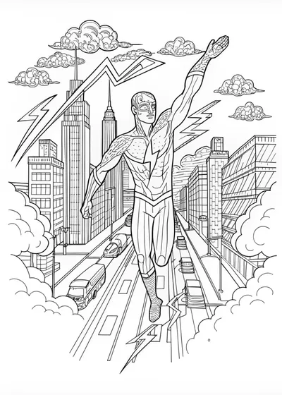 Sitting Cat in the Mountains Coloring Page