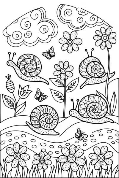 The Happy Snail Parade Coloring Page