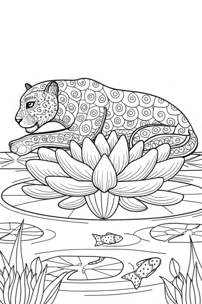 Black Panther in Harmony Coloring Page