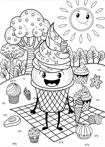 Delicious Ice Cream Cup Coloring Page