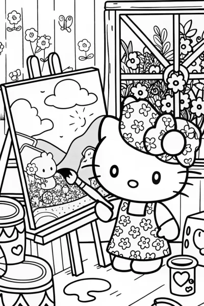 Hello Kitty’s Magical Art Studio Coloring Page