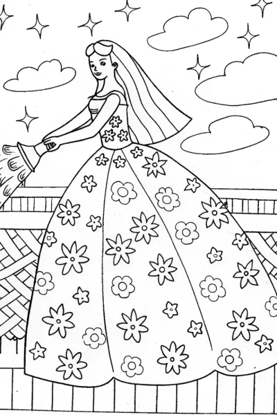 Barbie’s Dreamy Sky Garden Coloring Page