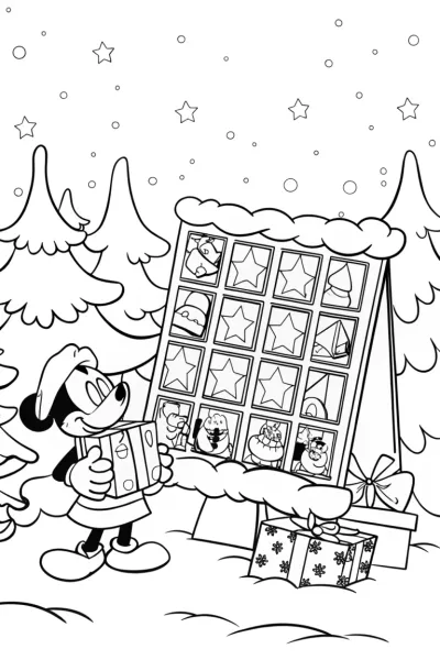 Mickey Mouse Christmas Countdown Coloring Page