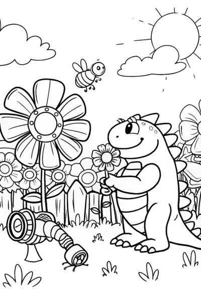 Godzilla’s Gigantic Gadget Garden Coloring Page