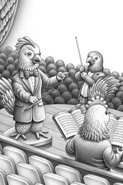 Chickens conducting a symphony