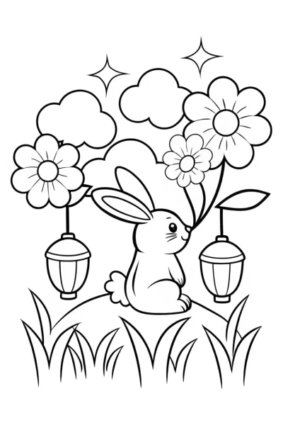 Banban’s Magical Garden Lantern Festival Coloring Page