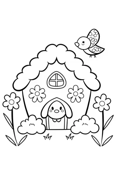 Cinnamoroll’s Cozy Cloud Cottage Coloring Page