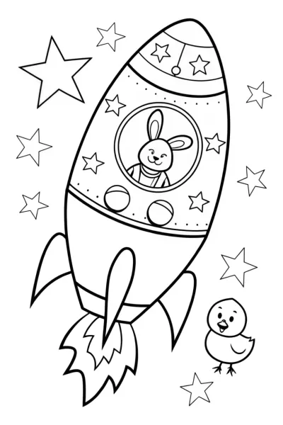 Easter Egg Space Adventure Coloring Page
