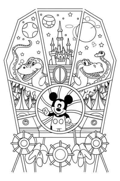 Mickey Mouse Time Travel Adventure Coloring Page