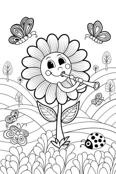 Heart Garden Melody Coloring Page