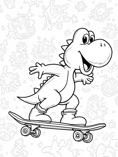 Yoshi skateboarding in space