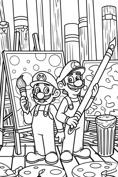 Mario and Luigi’s Art Adventure Coloring Page