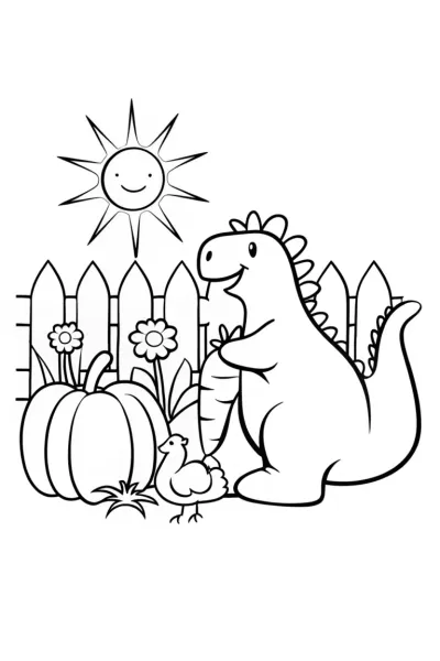 Godzilla’s Silly Garden Adventure Coloring Page