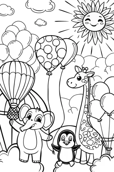 Rainbow Friends Balloon Festival Coloring Page