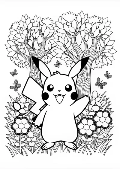 Pikachu’s Electric Adventure Coloring Page