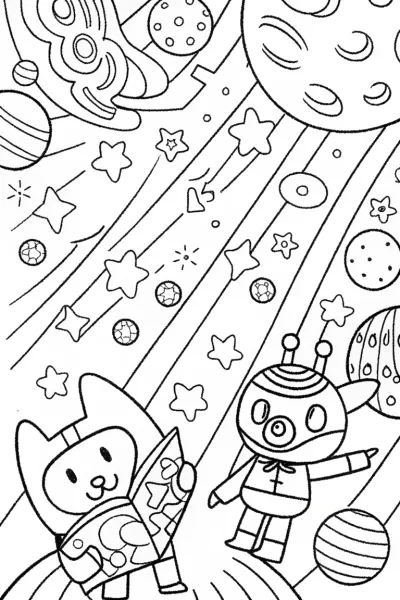Kuromi’s Cosmic Treasure Hunt Coloring Page