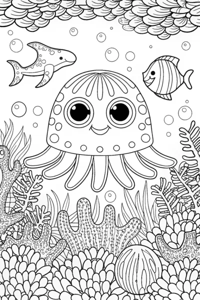 Squishmallow Underwater Adventure Coloring Page