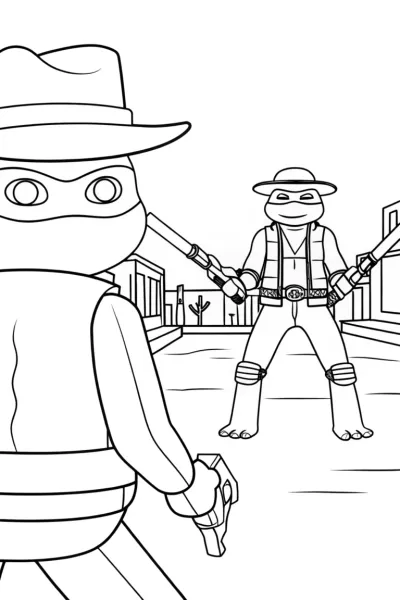 TMNT cowboy bubble gun duel
