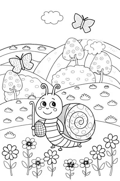 Silly Snail Sammy’s Garden Adventure Coloring Page