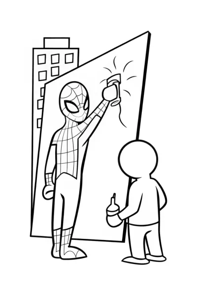 Miles Morales creating vibrant street art