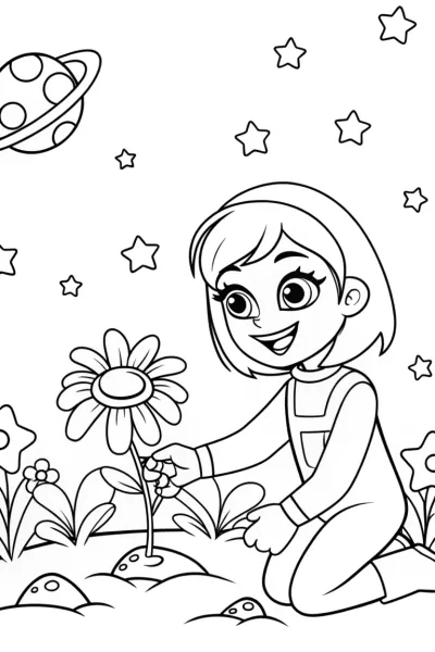 Gabby’s Galactic Garden Coloring Page