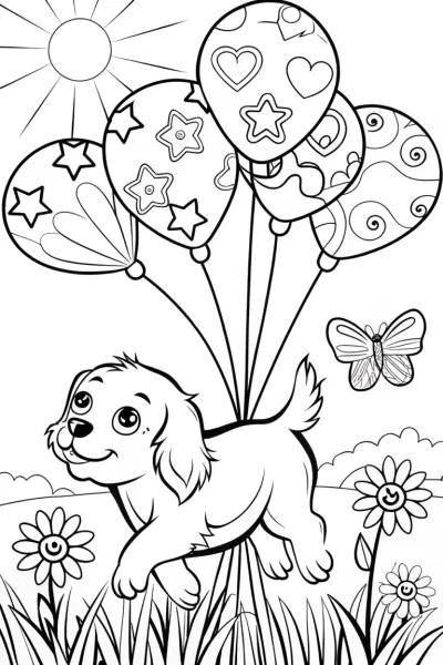 Summer Balloon Adventure Coloring Page