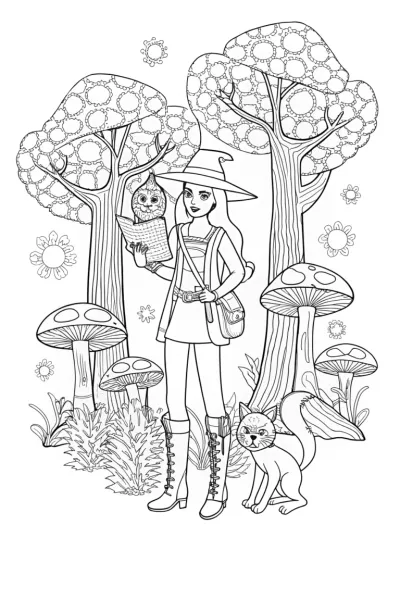 Barbie the Forest Explorer Coloring Page