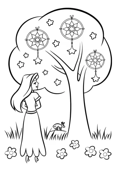 Jasmine’s Dreamy Garden of Wishes Coloring Page