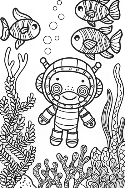 Axolotl Adventurer in the Colorful Underwater World