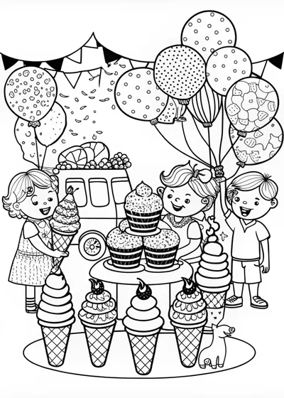 Ice Cream Cone Delight Coloring Page
