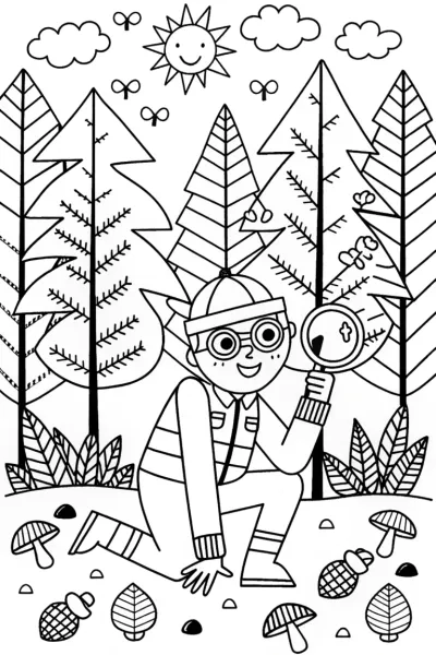 Blippi’s Nature Scavenger Hunt Coloring Page