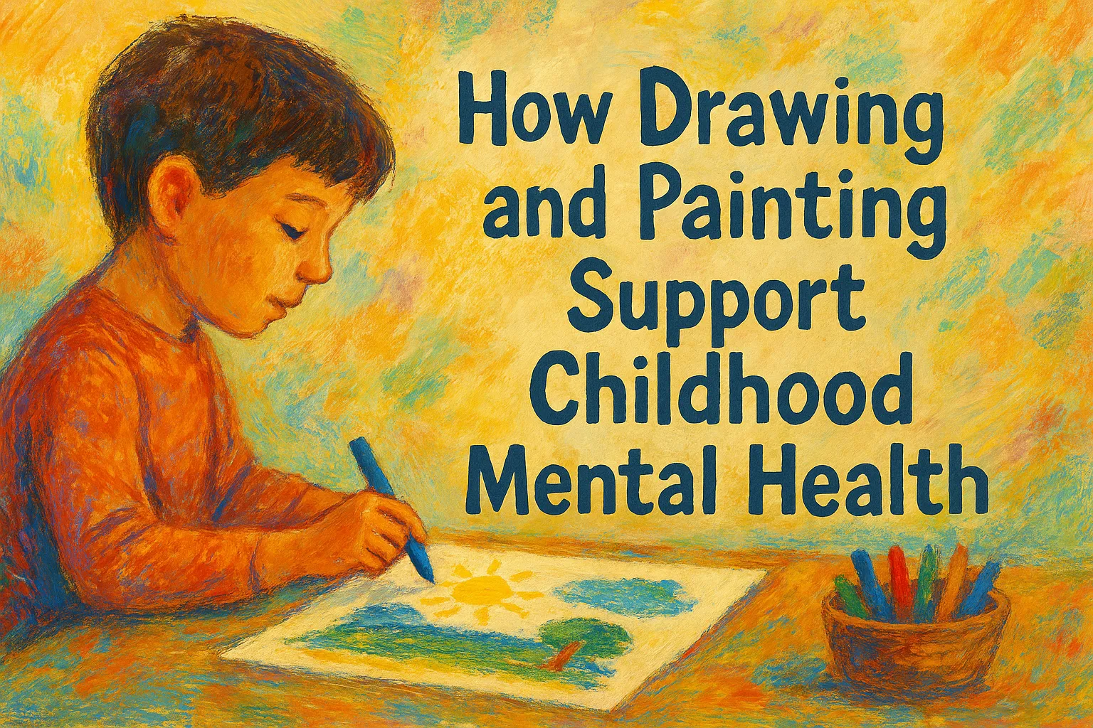 A coloring page of How Drawing and Painting Support Childhood Mental Health