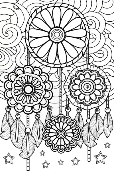 Floral Dreamcatcher Coloring Page