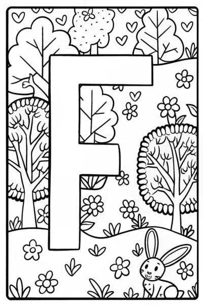 Adventurous Letter ‘F’ Coloring Page
