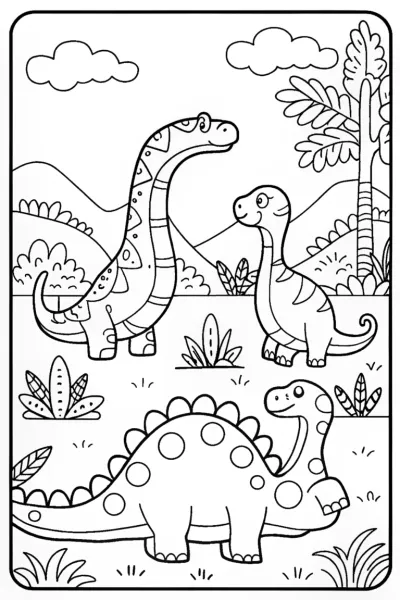 Dino Yoga Retreat Coloring Page