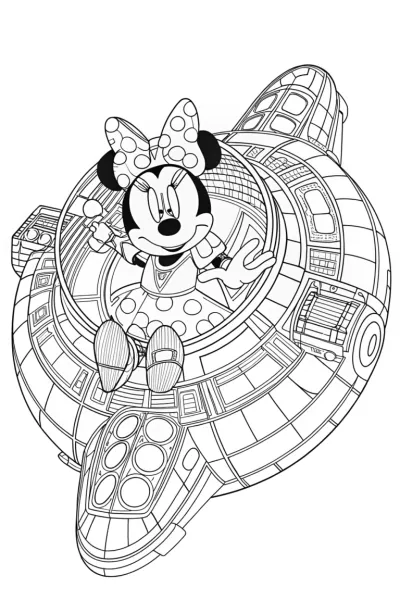 Minnie Mouse flying a starship