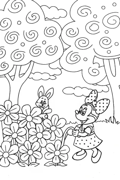 Minnie Mouse’s Garden Dreamscape Coloring Page