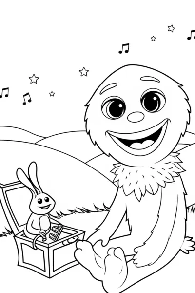 Huggy Wuggy’s Magical Music Box Coloring Page