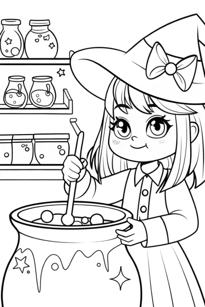 Kuromi’s Potion Brewing Coloring Page