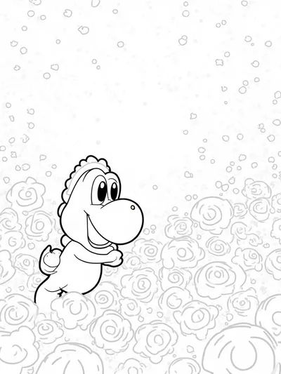 Yoshi in a flower garden