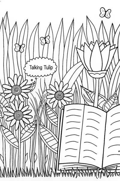 Talking Tulip Garden Coloring Page