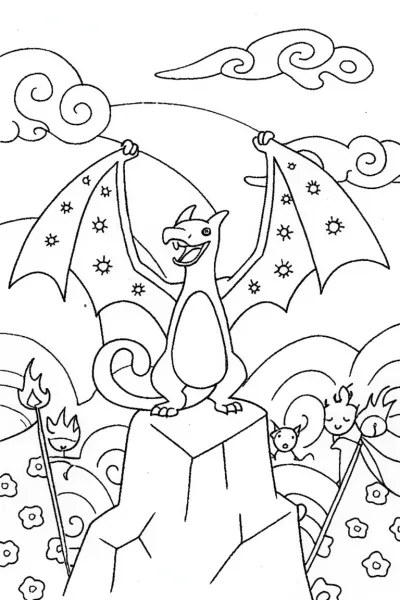 Charizard’s Victory Dance Coloring Page