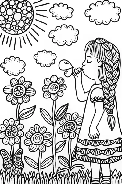 Bubbles and Butterflies Coloring Page