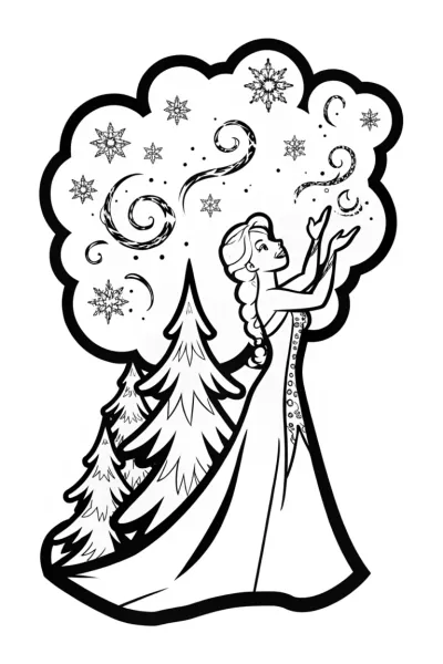 Elsa’s Enchanted Ice Realm Coloring Page