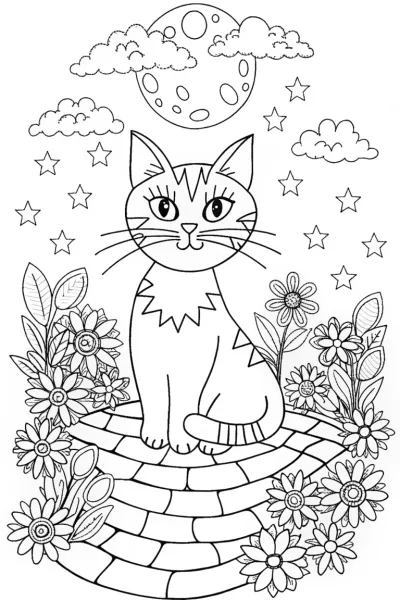 Galactic Garden of Stars Coloring Page