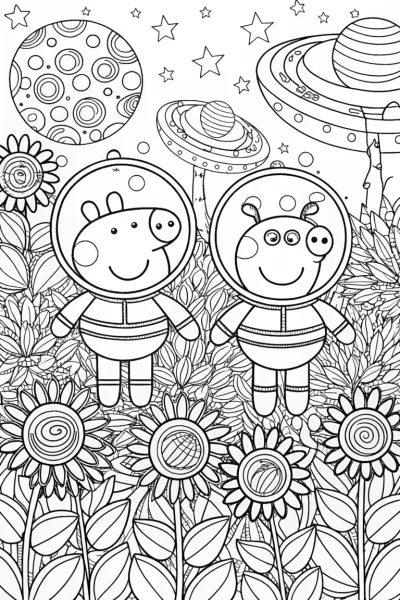 Peppa Pig’s Space Adventure Coloring Page
