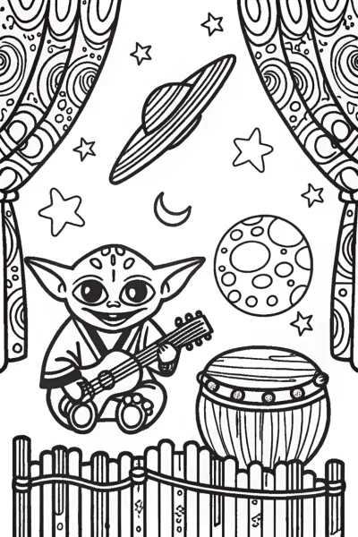 Baby Yoda’s Cosmic Concert Coloring Adventure