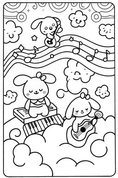 Cinnamoroll’s Cloudy Music Journey Coloring Page
