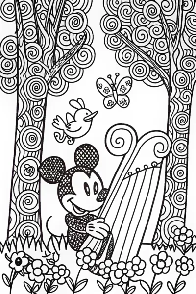 Mickey Mouse’s Magical Music Garden Coloring Page